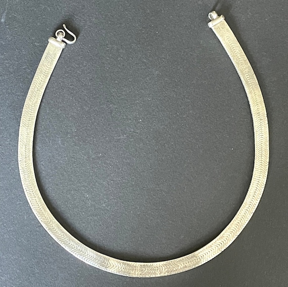 Huge vintage 84 gram sterling silver collar recta… - image 1