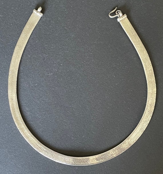 Huge vintage 84 gram sterling silver collar recta… - image 7