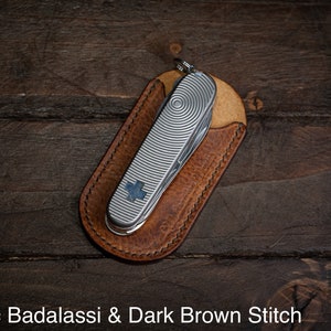 Handmade leather Swiss Army knife SAK 91mm Large 4 Layer SAK Free Personalised Engraving. Hand stitched