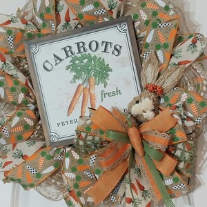 Easter Carrot Wreath, Spring Carrot Wreath, Farmhouse Easter Decor with Bunny Accent, Easter Home Decoration, Carrot Home Decor