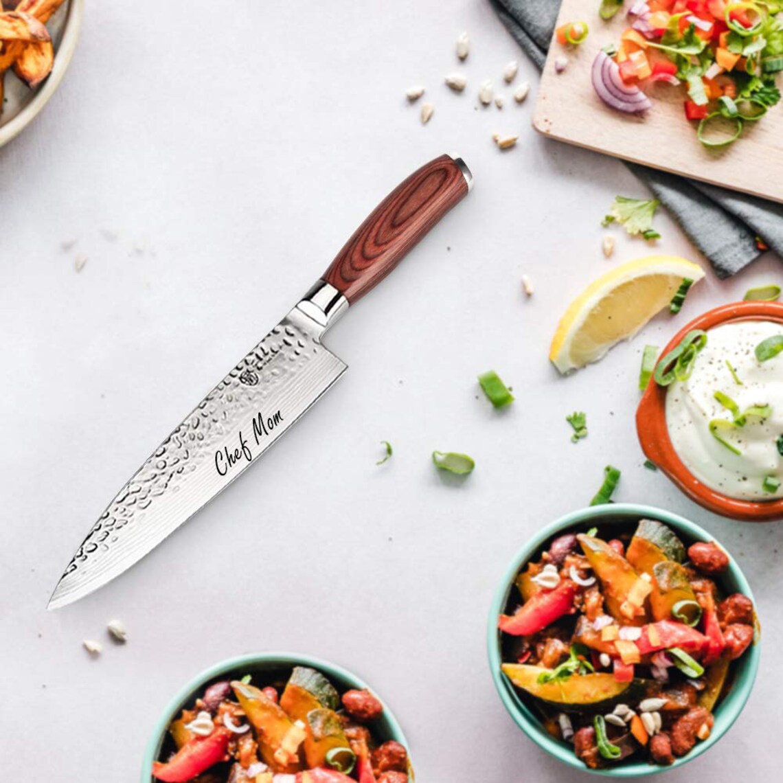 Custom Engraved 2 Piece Chefs Knife Set Kitchen Knives Chef Etsy