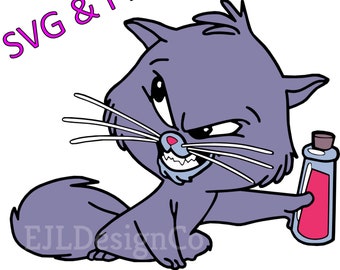 Yzma Cat com Poção - Camadas SVG + PNG - A Nova Onda do Imperador
