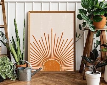 Boho-kunstprint | Abstracte zon | Minimalistische muurkunst | Scandinavische decoratie | Woondecoratie | Boho-posters | Woonkamerkunst| Scandinavisch decor | Herfst