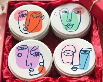 Modernt sojaljus presentset med 4 | Handgjorda veganska ljus i konstburkar
