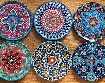 Set of 4 and 6 Coasters | Persian Turkish Moroccan Coasters |Drink Coasters|Housewarming Gift | Christmas Gifts | Gifts for Her