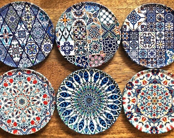 Set of 6 Coasters | Persian/Turkish Coasters | Drink Coasters | Housewarming Gift | Birthday Gift | Gift for Her | New Home Gift