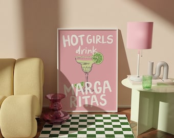 Trendy Margarita Cocktail Art Print: Maximalist Home Decor