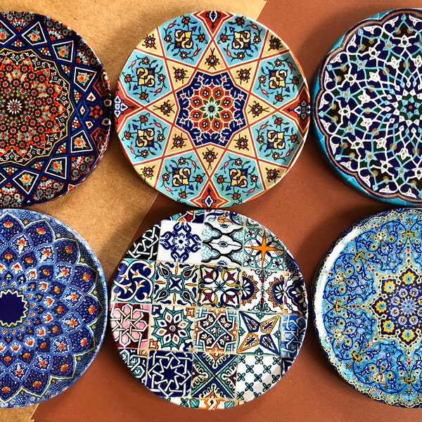 Mediterranean Coasters | Set of 6 Drink Coasters | Home Decor | Gifts for Her