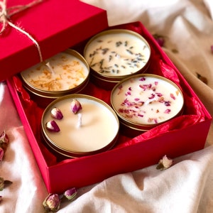 4er Set Duftende Sojakerzen | Kerzen |Handgemachte natürliche Sojakerze Geschenkset| Geschenkbox|Einweihungsgeschenk | Geschenke für Sie | Geschenk