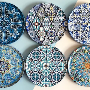 Set of 6 Coasters | Drink Coaster Set |  Persian Turkish Pattern Coasters | Tea Coffee Cup Mats | Housewarming Gifts | Christmas Gifts