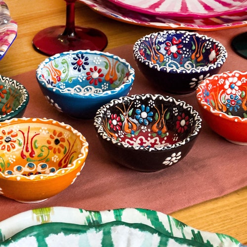 Tapas Bowls Set | Handmade Turkish Ceramic Snack & Dipping Bowls | Hand Painted | Gift Box | Housewarming Gift