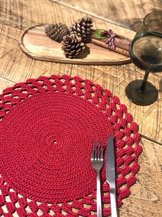 Crochet Placemats Round Placemats Farmhouse Placemats Set Etsy