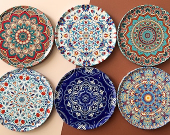 Turkish Coasters Set of 6: Persian Tile Design, Cork Backed