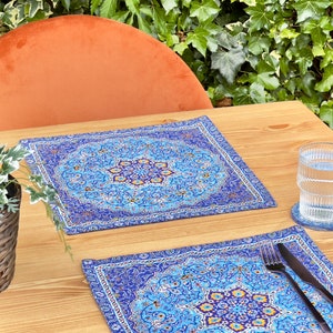 Moroccan Design Placemats Placemat Set of 2, 4, 6 Coaster and Placemat Set Table Mats Housewarming Gift New Home Gift D