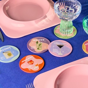 Sous-bocks artistiques |  Lot de 6 sous-verres | Cadeau tendance | Cadeau de pendaison de crémaillère | Cadeau de Noël