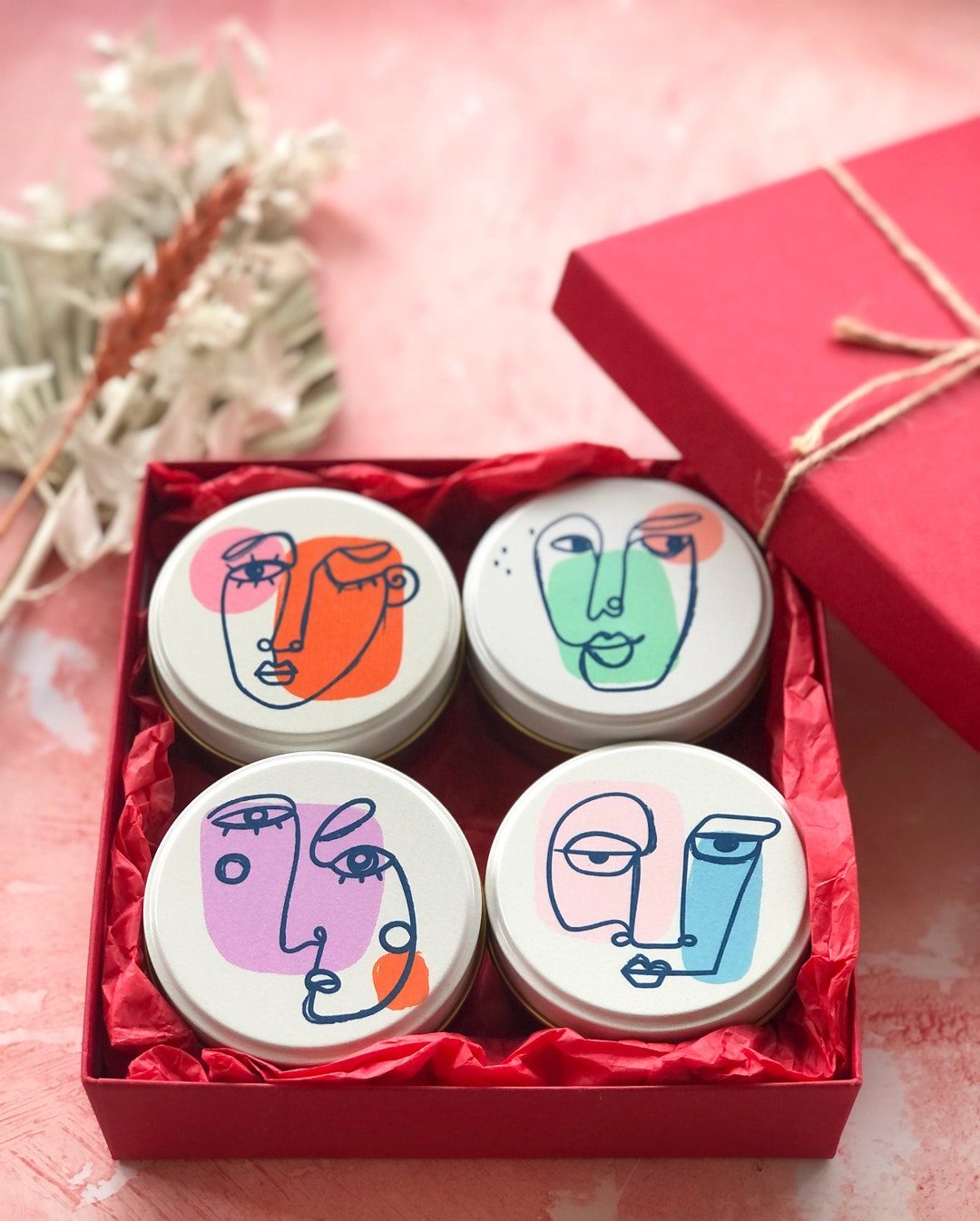 Modern Soy Candle Gift Set of 4 | Handmade Vegan Candles in Art Tins - Etsy