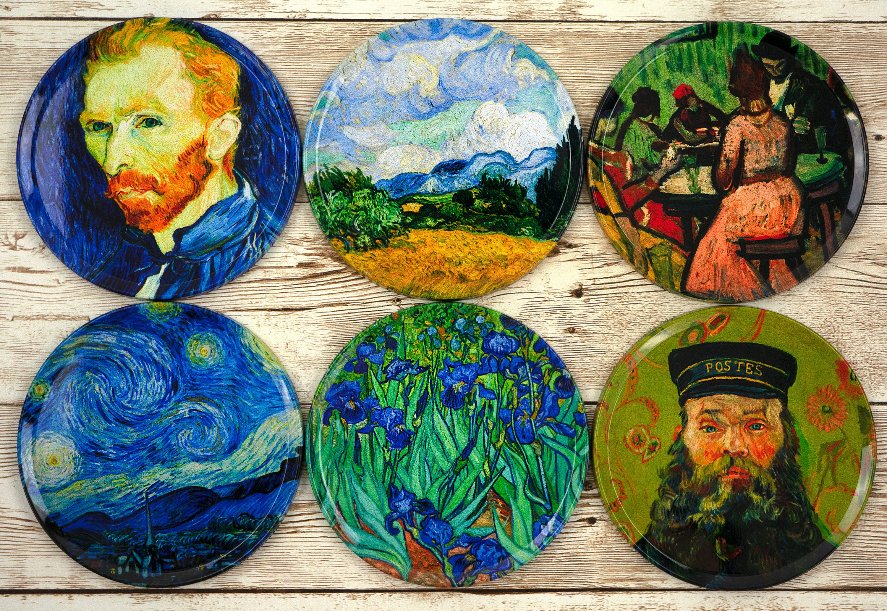 Van Gogh Coasters Set: Famous Art Paintings, Tin Coasters With Box