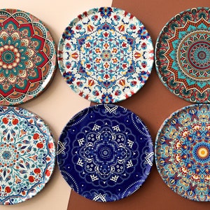 Set of 6 Coasters | Drink Coaster Set |  Persian Turkish Pattern Coasters | Tea Coffee Cup Mats | Housewarming Gifts