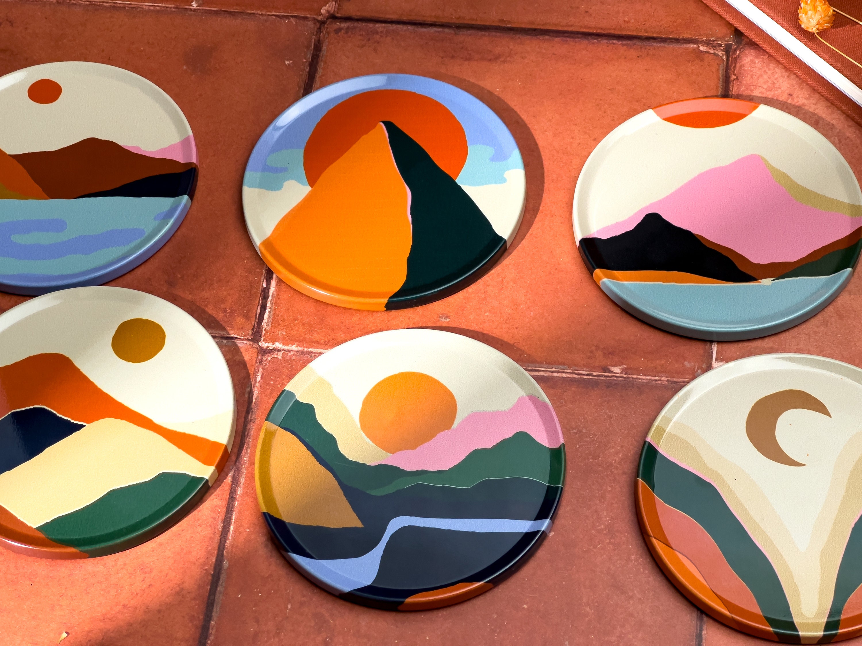 Coasters | Boho Coasters | Set of 6 Drink Coasters | Art