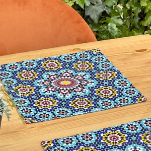 Moroccan Design Placemats Placemat Set of 2, 4, 6 Coaster and Placemat Set Table Mats Housewarming Gift New Home Gift B