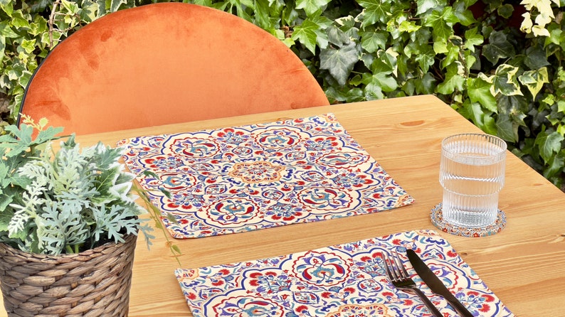 Moroccan Design Placemats Placemat Set of 2, 4, 6 Coaster and Placemat Set Table Mats Housewarming Gift New Home Gift C