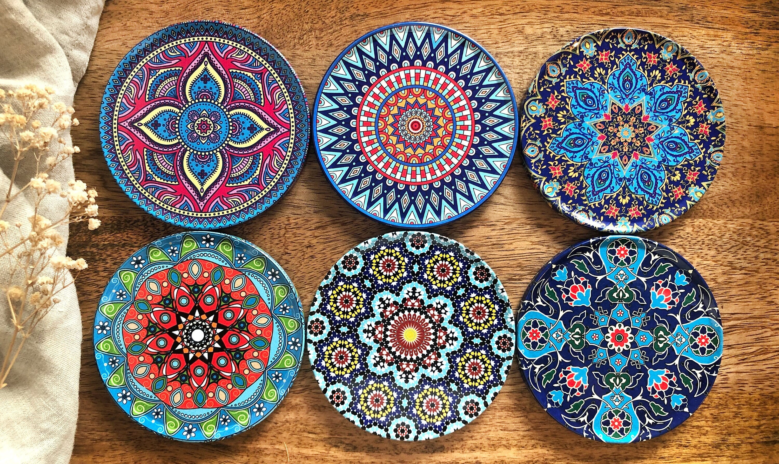 Set of 4 and 6 Coasters Persian Turkish Moroccan Coasters drink  Coastershousewarming Gift Christmas Gifts Gifts for Her 