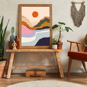 Abstract Sun Art Print: Minimalist Nordic Wall Decor