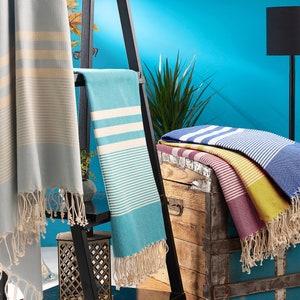 Peshtemal Towel | Hammam Towel | 100% Cotton Beach, Bath, Spa, Gym-Fitness, Pool, Yoga Towel | Self Care Gift