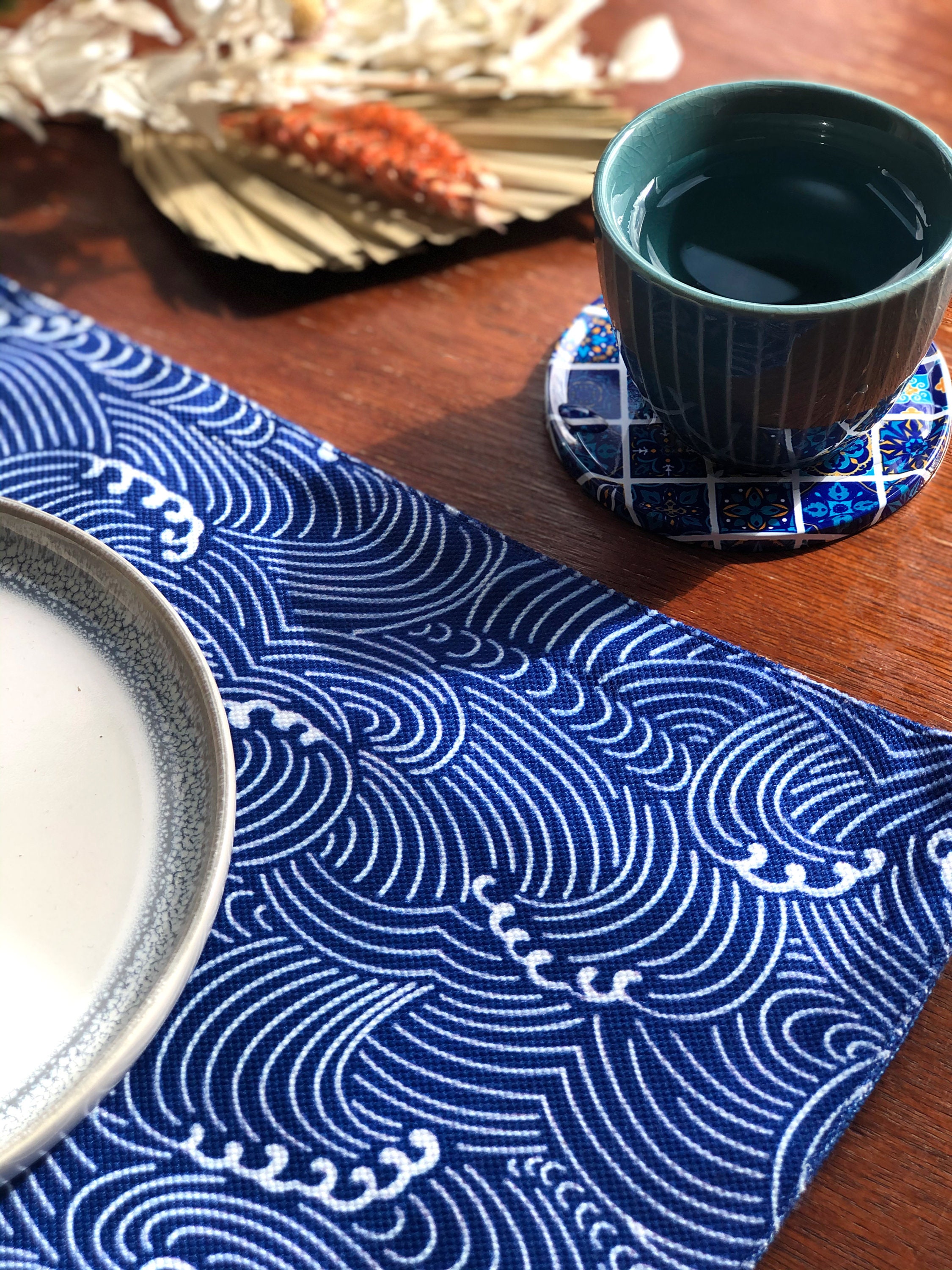 Japanese Style Placemats Ocean Waves Placemats Table Mats Etsy