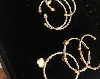 Silver Twisted Cable cuff bracelets, adjustable, stackable and beautiful! Layer them or wear them by themselves.