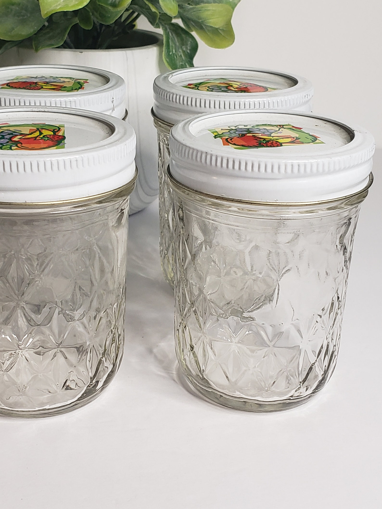 ball mason jar with fruit design