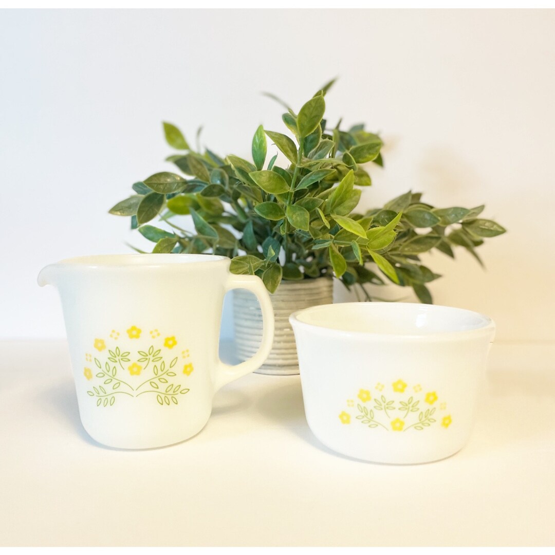 Vintage Pyrex Creamer and Sugar Set Summer Impressions Etsy