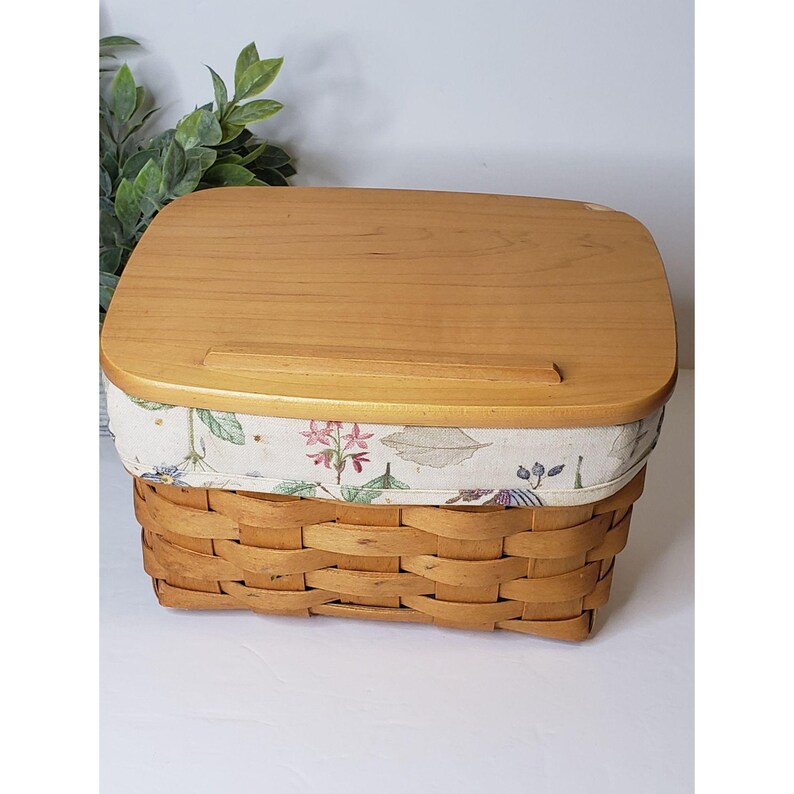 Vintage Longaberger Recipe Basket with Lid Fabric Liner Etsy