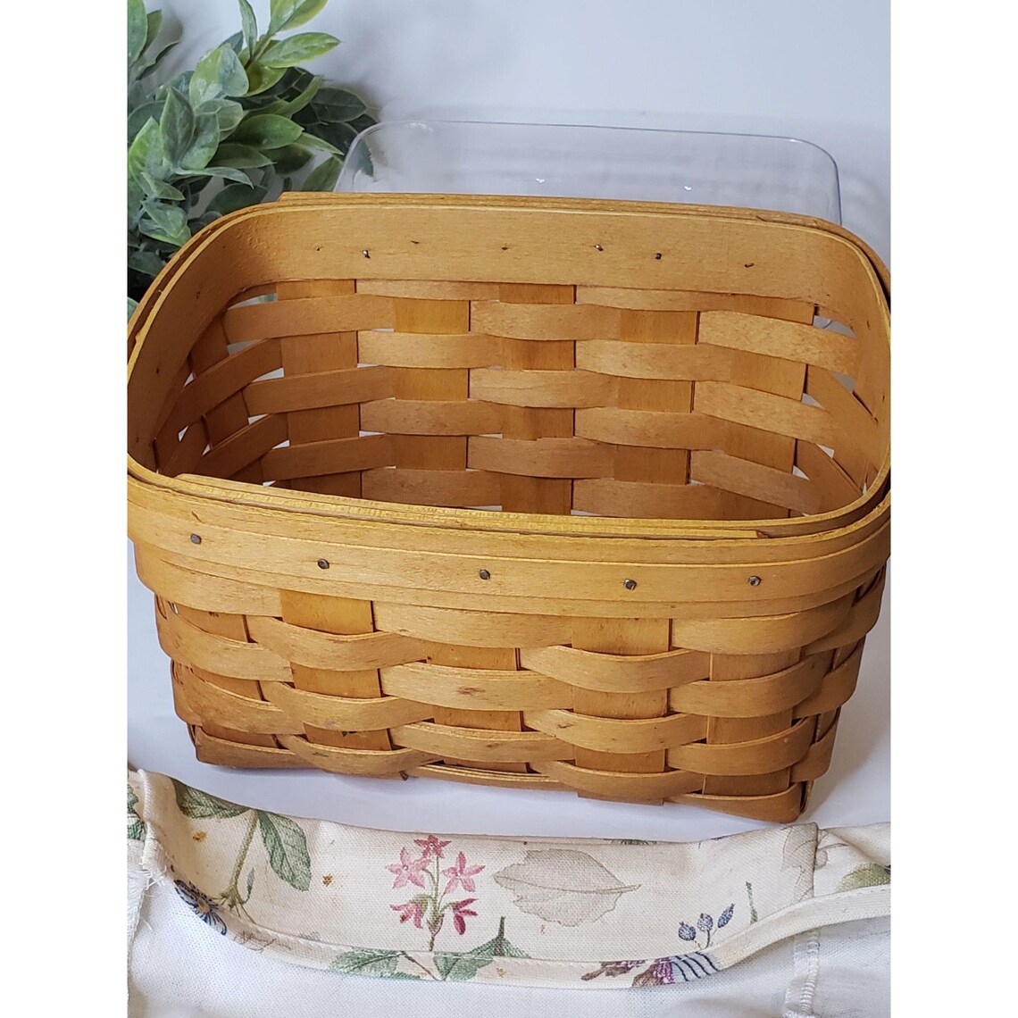 Vintage Longaberger Recipe Basket with Lid Fabric Liner Etsy