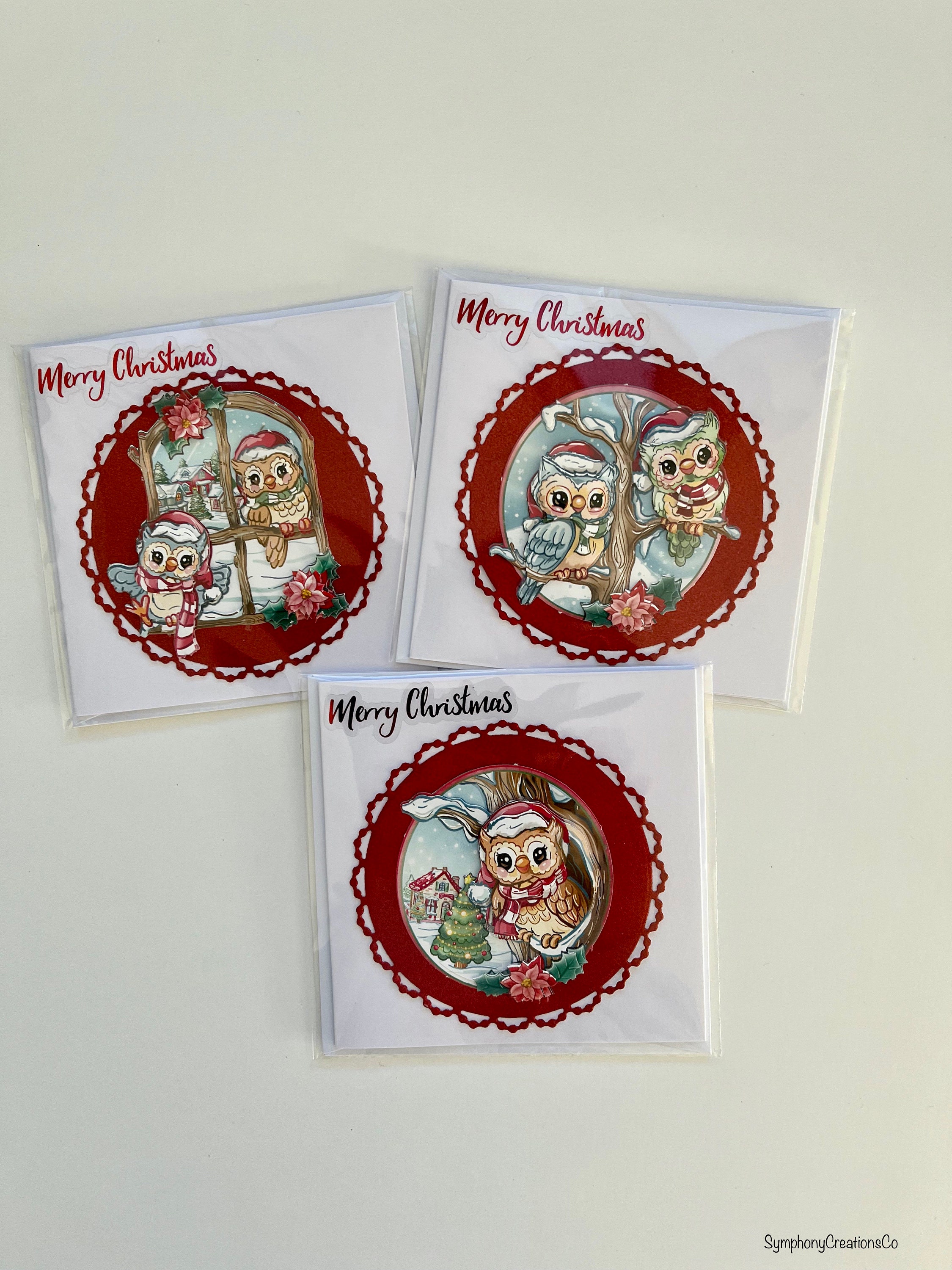 Christmas Owls, Pack of 3 Mini Cards Assorted Designs