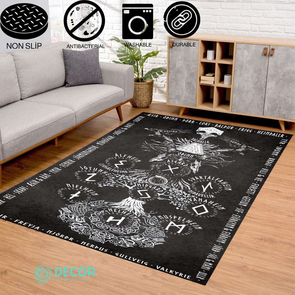 Viking Symbols And Meanings Area Rug, Helm of Terror Mysterious and