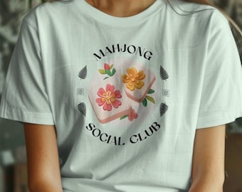 Mahjong Social Club PNG: Diseño de camiseta moderno (descarga digital)