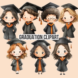 Graduierung Clipart für Jungen und Mädchen, digitaler Download, Graduierung Party Dekor, Vorschulkinder Kunst