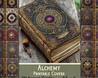 Antique Book Journal Cover, Dark Academia Victorian Digital Download, Printable Decorative Topper Cover
