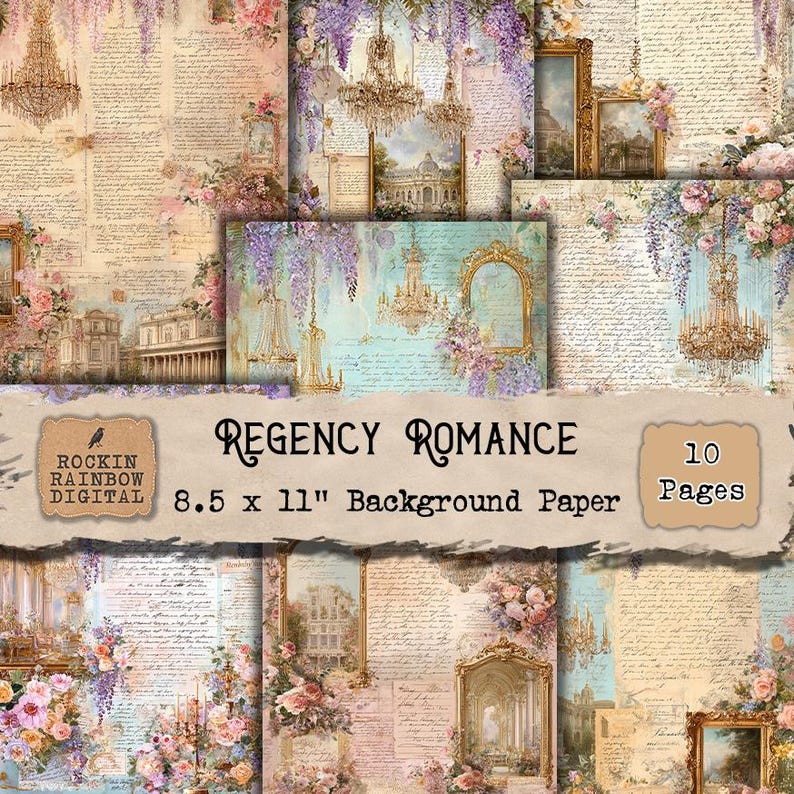 Regency Paper Regency Romance Journal Pages Printable, Vintage Floral Paper, Elegant ...