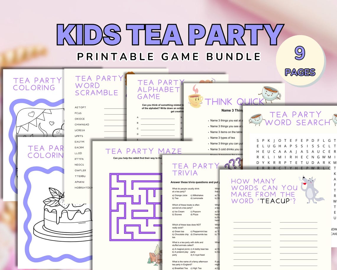 Printable Tea Party Games for Kids | Printable Kids Games | Kids Party ...