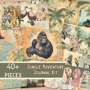 Junk Journal Adventure Kit, Printable Ephemera for Scrapbooking, Vintage Craft Supplies, Nature Journal Pages
