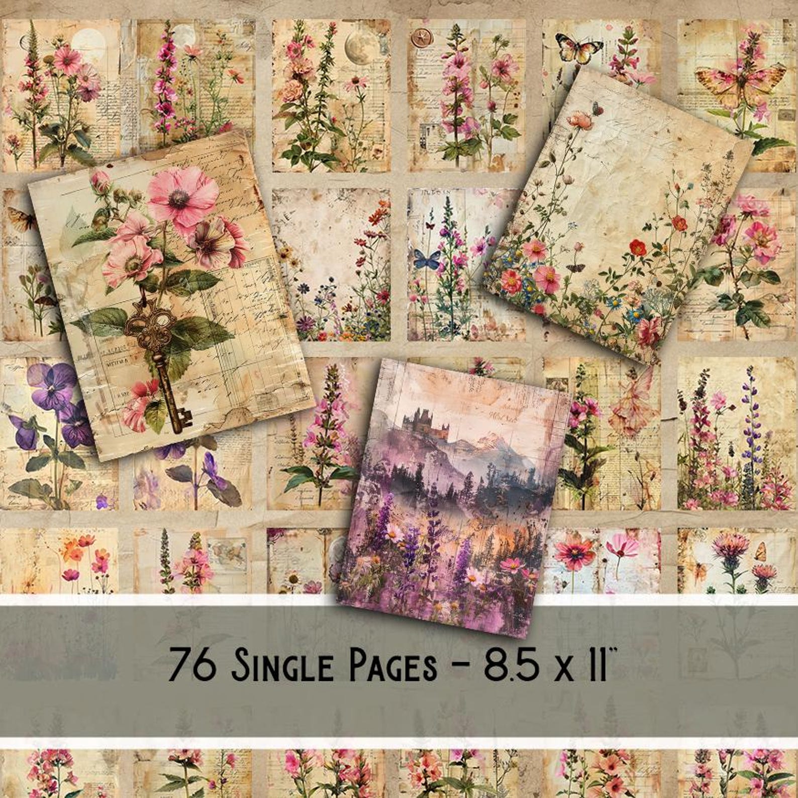 Watercolor Forest Junk Journal Printable Pages, Enchanted Digital ...