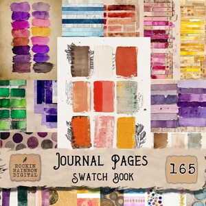 May include: A digital journal pages swatch book with various colorful watercolor swatches. The image includes the text "Journal Pages Swatch Book" and the number "165". The Rockin Rainbow Digital logo is also present.
