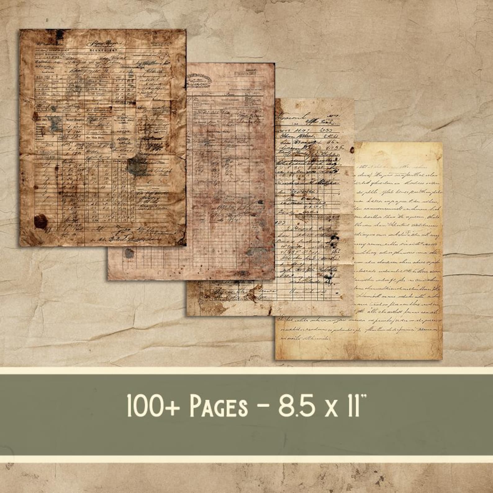 Vintage Real Book Page Ephemera Set, Antique Library Dark Academia ...