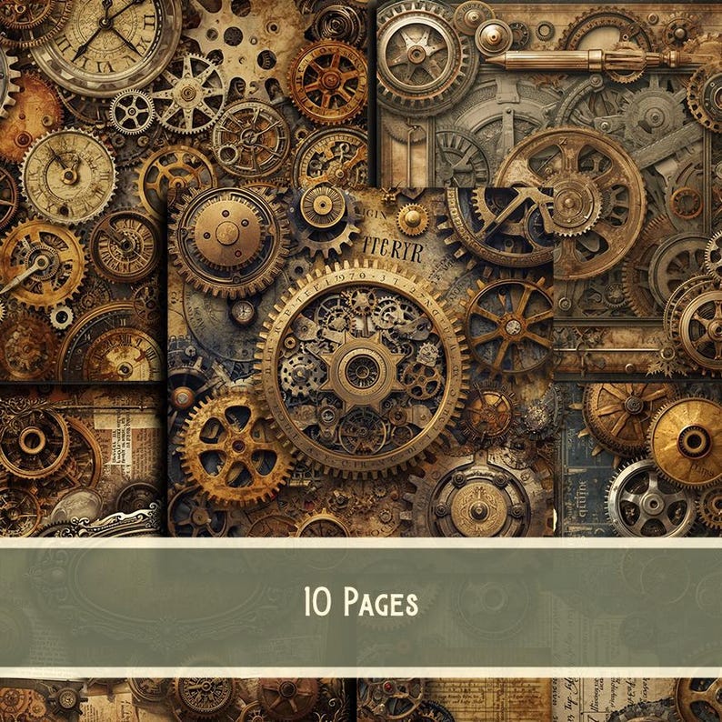 Steampunk Junk Journal Pages | Industrial Victorian Printable Paper ...