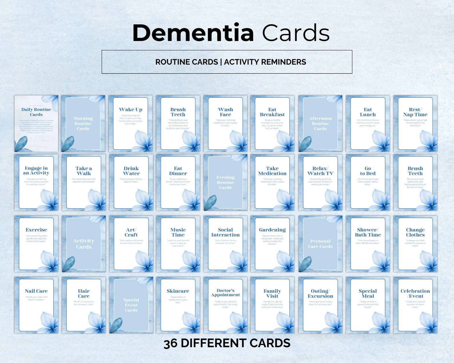 Dementia Daily Routine Cards: Visual Aid for Memory Loss (PDF) - Etsy