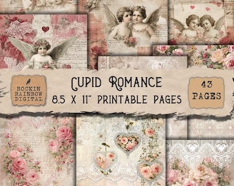 Rose Junk Journal,  Romance Ephemera Collage Set: Vintage Victorian Valentine Printables