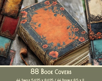 Dark Academia Book Covers Junk Journal, Topper, Cover, Decorative, Antique Victorian, Printable, Digital Download Digital Scrapbooking