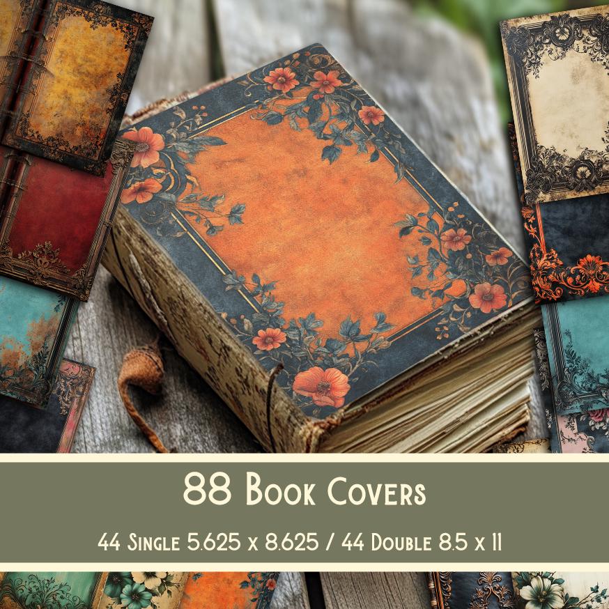 Dark Academia Book Covers Junk Journal, Topper, Cover, Decorative, Antique Victorian, Printable, Digital Download Digital Scrapbooking